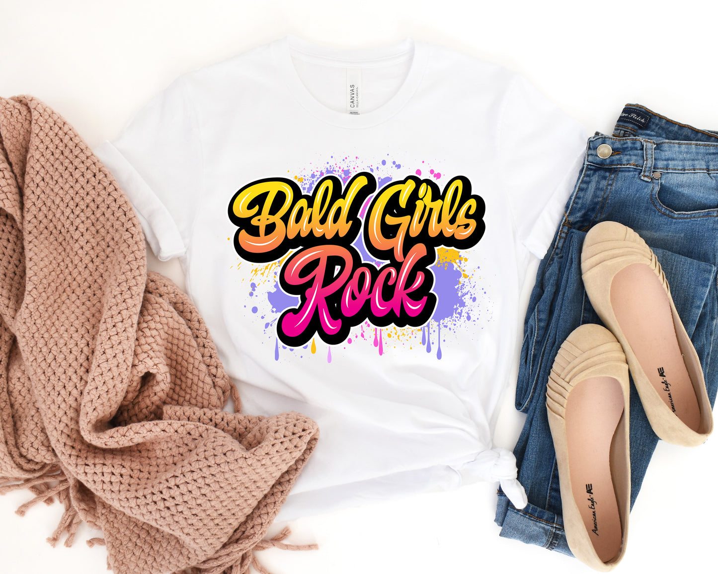 Bald Girls Rock Graffiti Shirt | Beautiful Bald Woman T shirt | Bald By Choice Tee