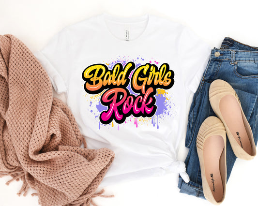 Bald Girls Rock Graffiti Shirt | Beautiful Bald Woman T shirt | Bald By Choice Tee